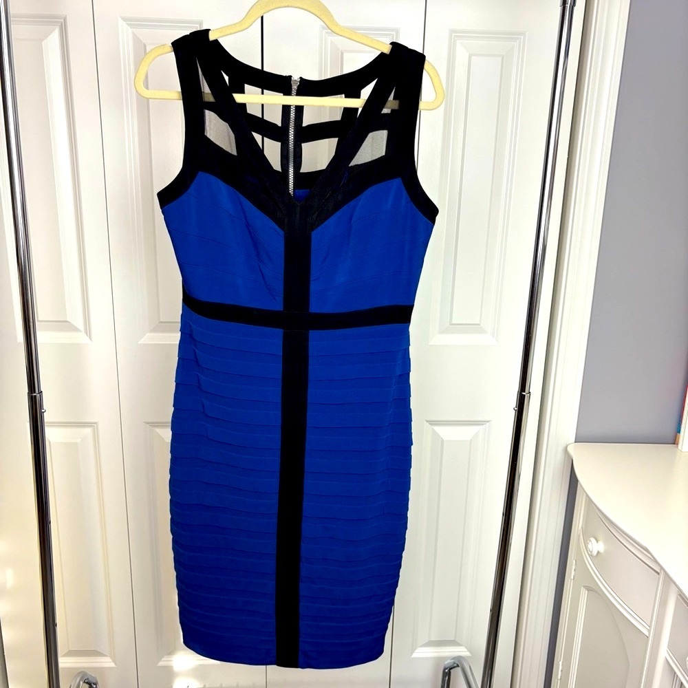 JAX Blue and Black Bodycon Dress